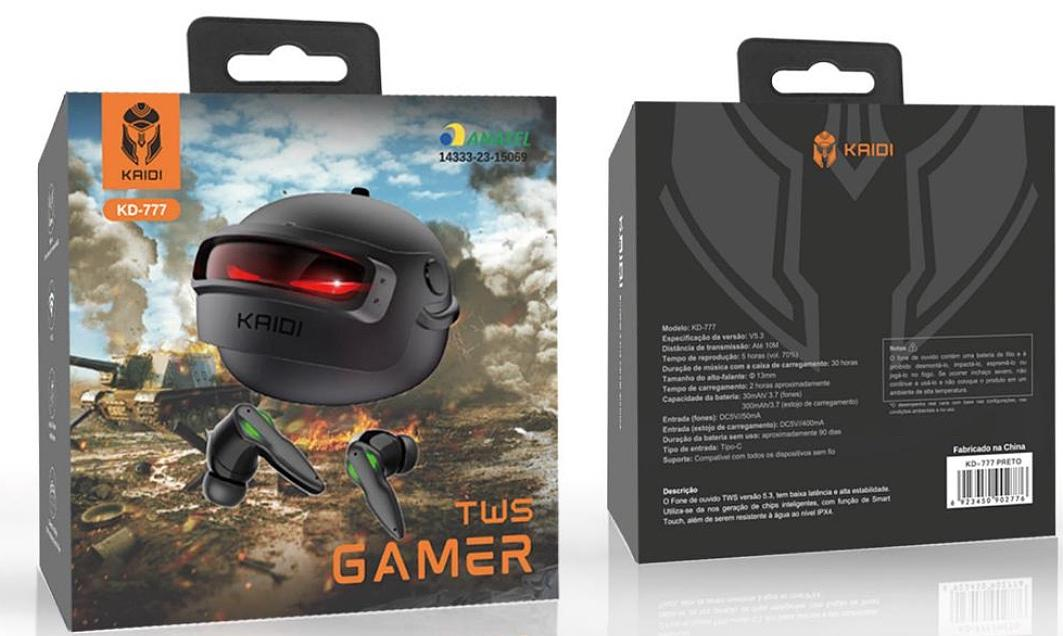 Auriculares gamer Bluetooth Kaidi TWS KD-777
