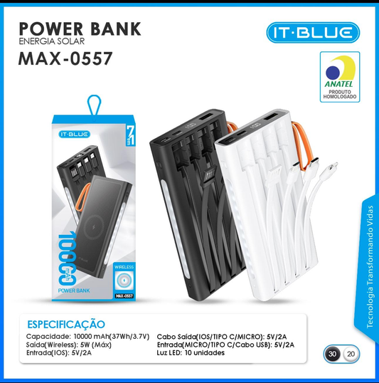 Power Bank 10000mAh con Inducción + 4 Cables